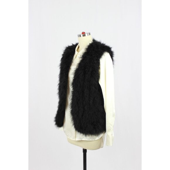 CLUB MONACO Violet Soot Black Genuine Feather Fur Vest, Size M - Picture 7 of 15